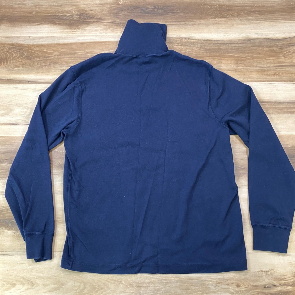 J.Crew Turtleneck Men L Classic Minimalist Cotton Navy Blue Long Sleeve Shirt - Picture 9 of 9